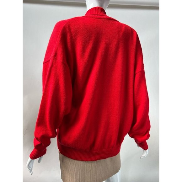 Vintage Laura Lorani Womens Cardigan Sweater Red Wool Surplice Long Sleeve EU 42 - Picture 2 of 12